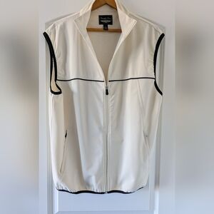 GOLF MENS STRAIGHT DOWN Vest RN 95016 Size Large Cream Black Zip Up New NoTag